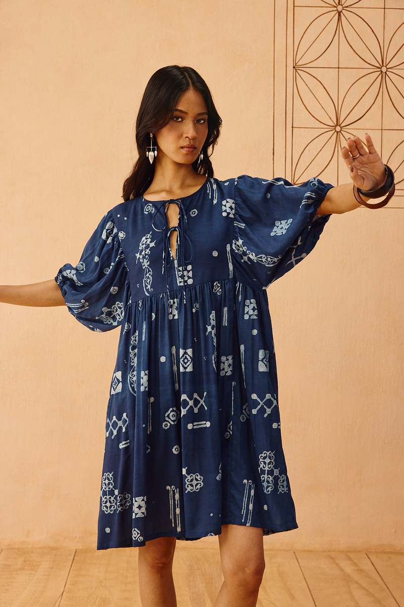 Indigo Wilds Lyocell Dress lyocell dress by SUI in indigo for women in Singapore