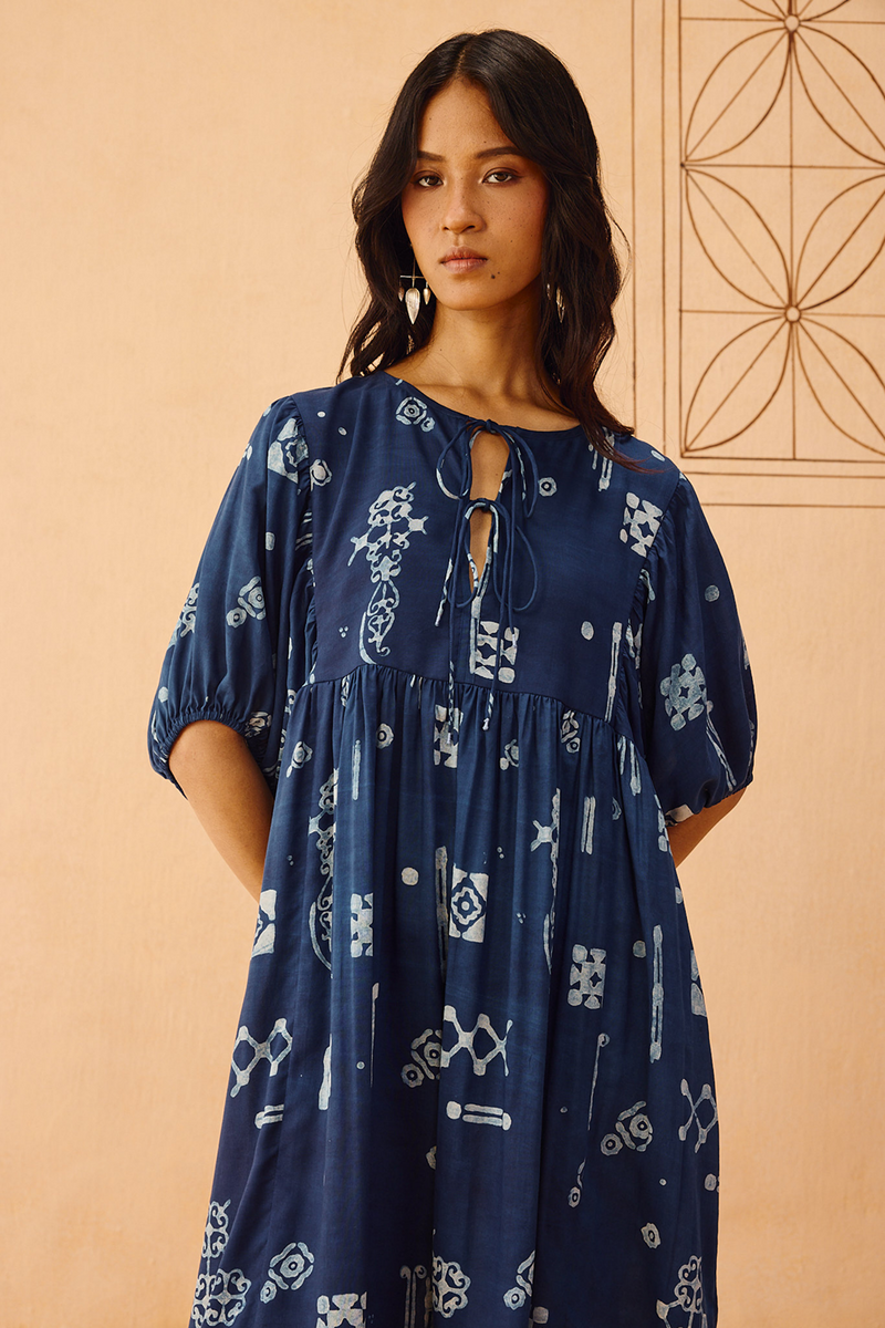 Indigo Wilds Lyocell Dress lyocell dress by SUI in indigo for women in Singapore