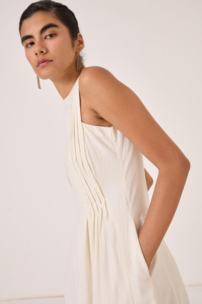 Indika Handwoven Dress cotton by The Summer House in white color for women in Singapore