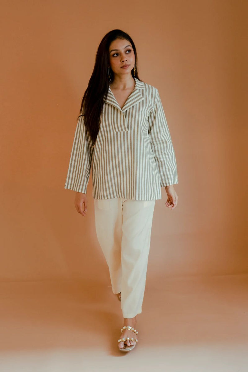 Iris Top cotton by Homegrown by Alterego in brown color for women in Singapore