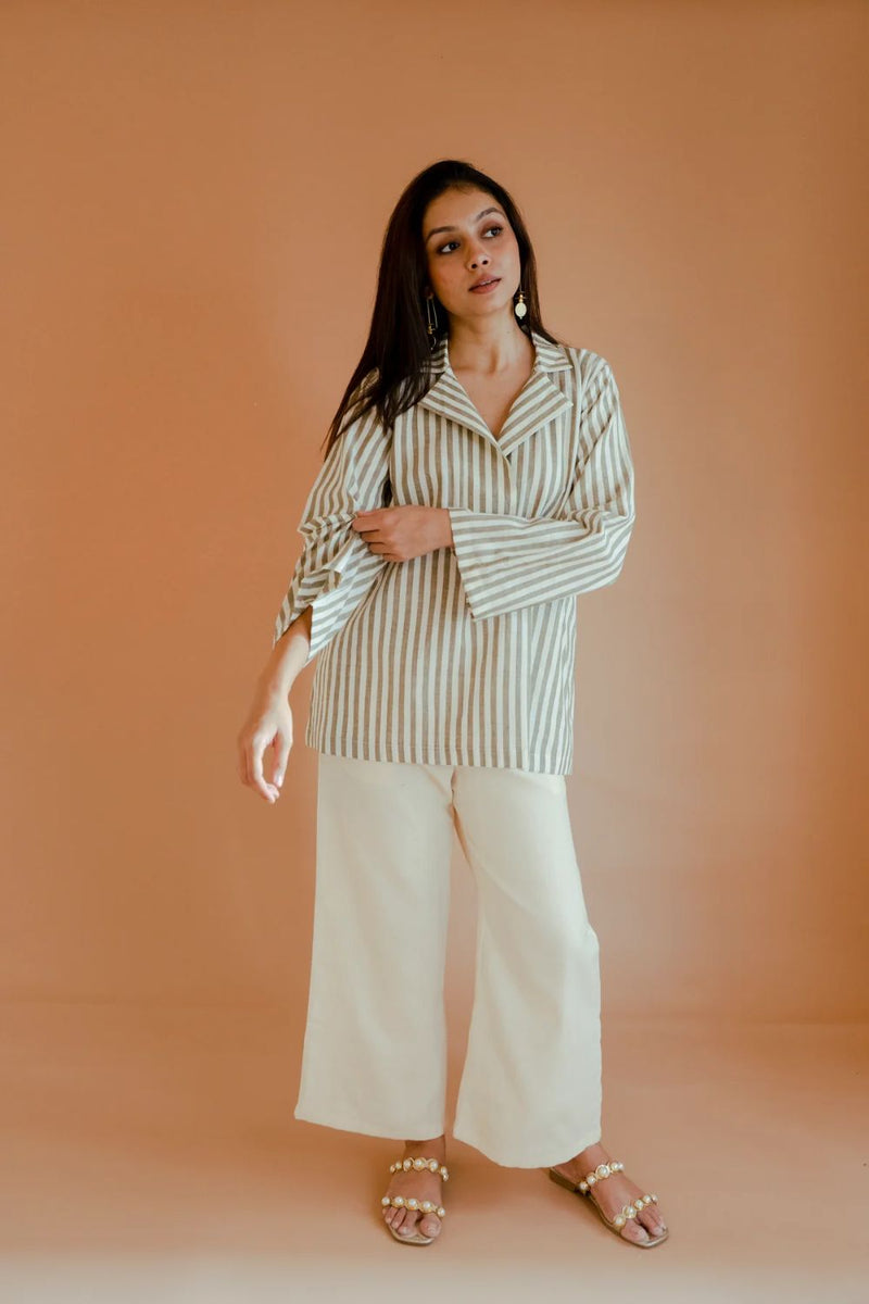 Iris Top cotton by Homegrown by Alterego in brown color for women in Singapore