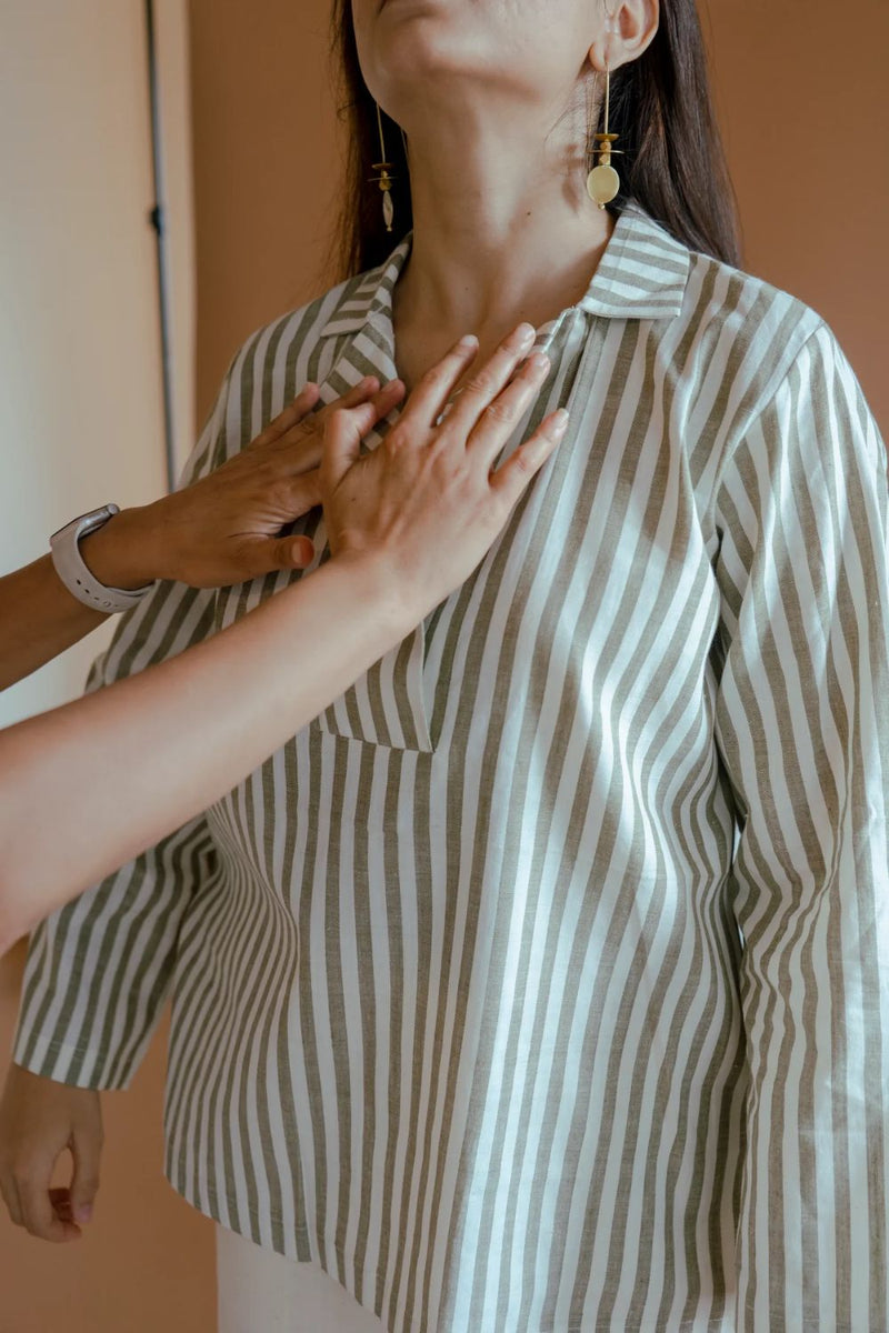 Iris Top cotton by Homegrown by Alterego in brown color for women in Singapore
