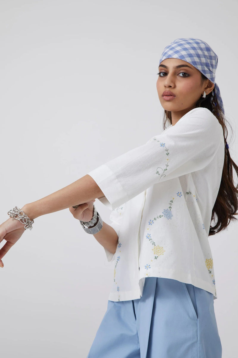 Issi Shirt handwoven khadi cotton top/shirt by The Summer House in white for women in Singapore