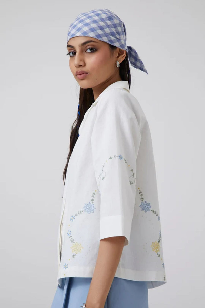 Issi Shirt handwoven khadi cotton top/shirt by The Summer House in white for women in Singapore