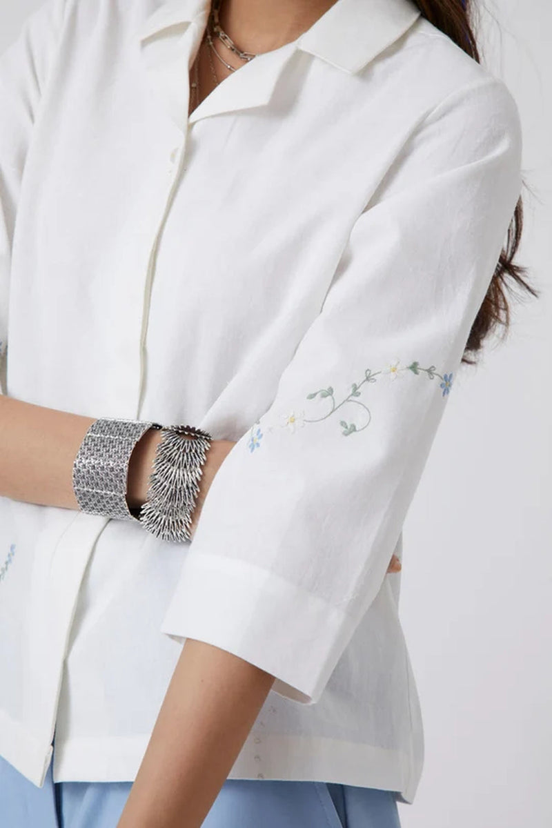 Issi Shirt handwoven khadi cotton top/shirt by The Summer House in white for women in Singapore