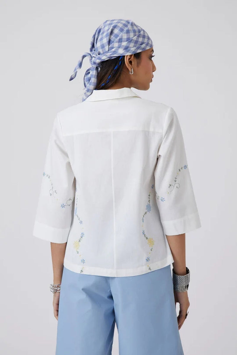 Issi Shirt handwoven khadi cotton top/shirt by The Summer House in white for women in Singapore