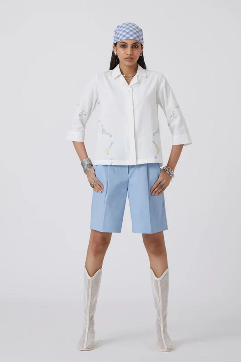 Issi Shirt handwoven khadi cotton top/shirt by The Summer House in white for women in Singapore