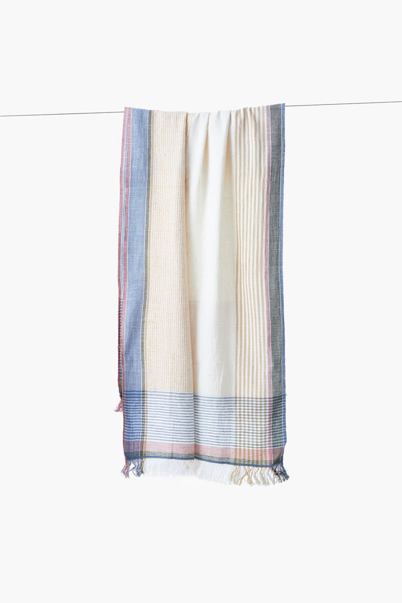 Ivory Striped Harmony Stole cotton by World of Crow in multi color for women in Singapore