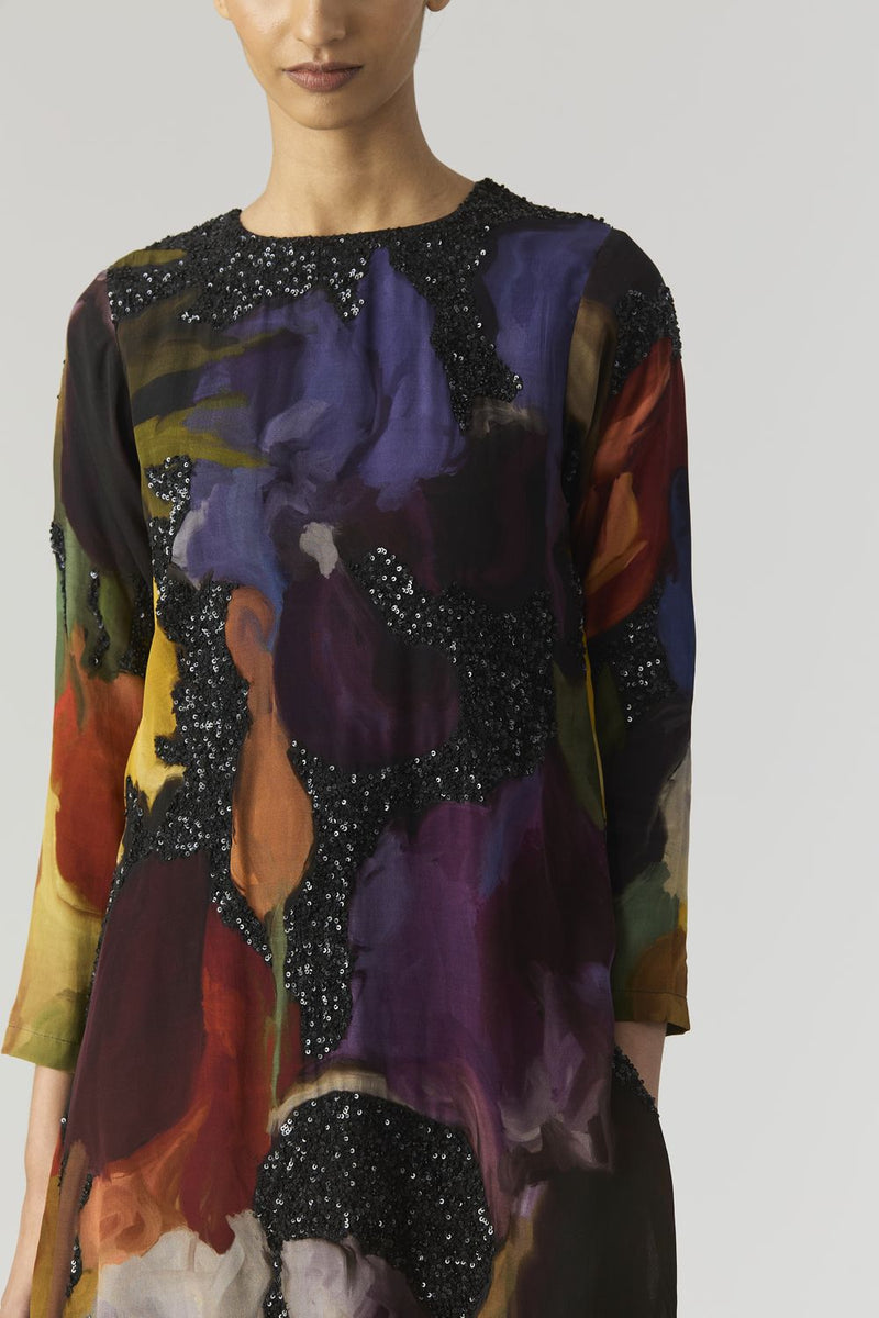 IVY EMBROIDERED KURTA SET by Yam in black color for women in Singapore