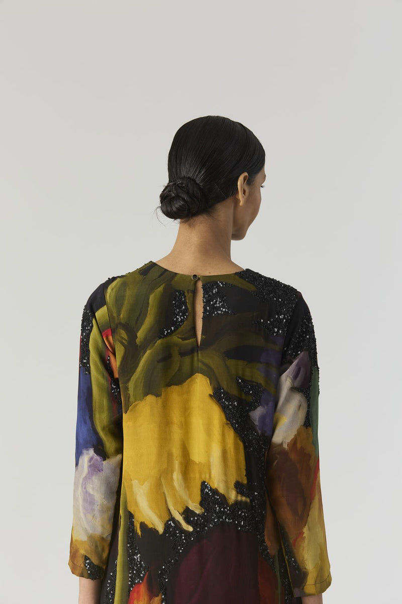 IVY EMBROIDERED KURTA SET by Yam in black color for women in Singapore