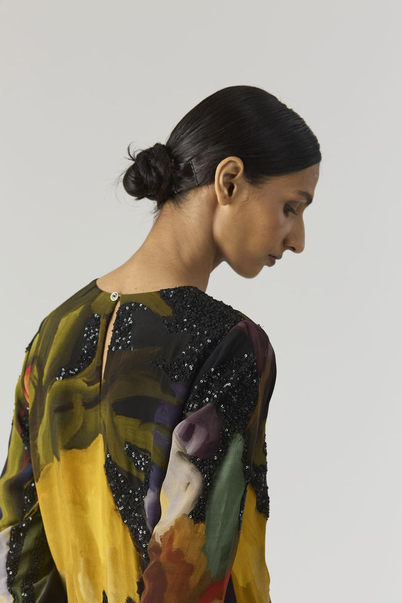 IVY EMBROIDERED KURTA SET by Yam in black color for women in Singapore