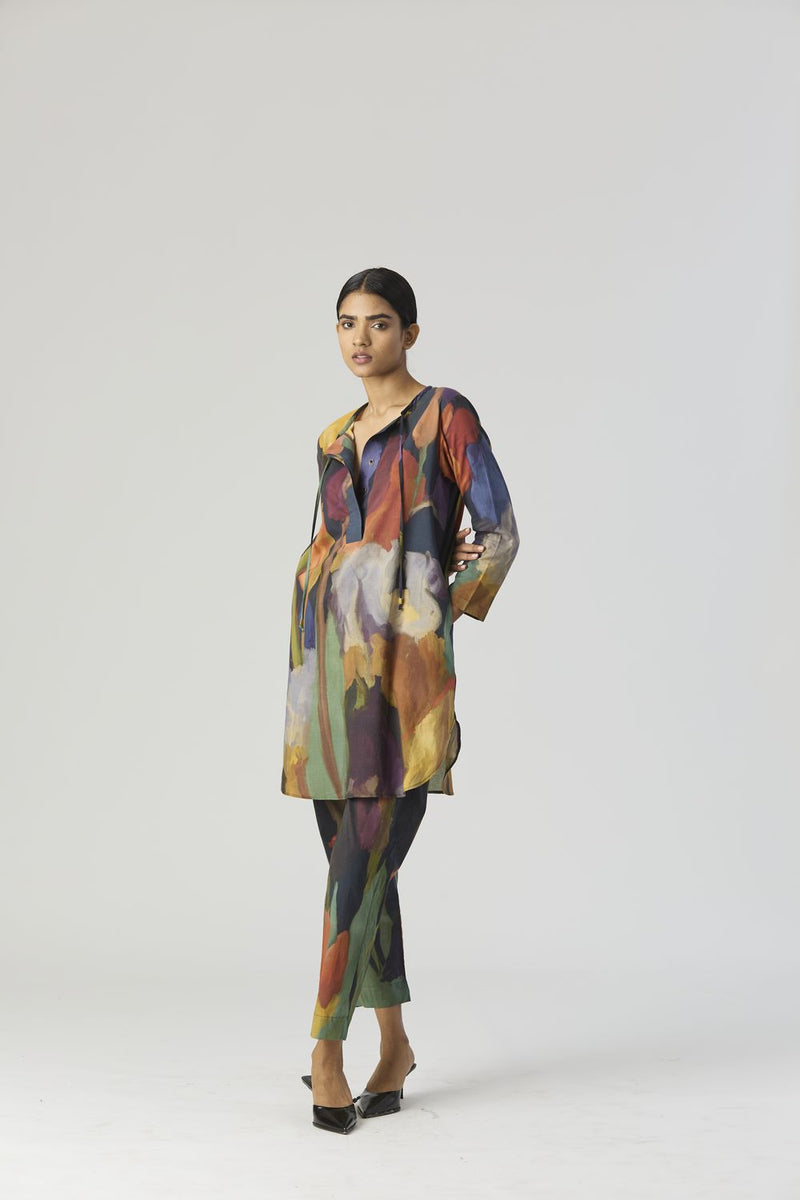 IVY SHORT KURTA SET cotton by Yam in black color for women in Singapore