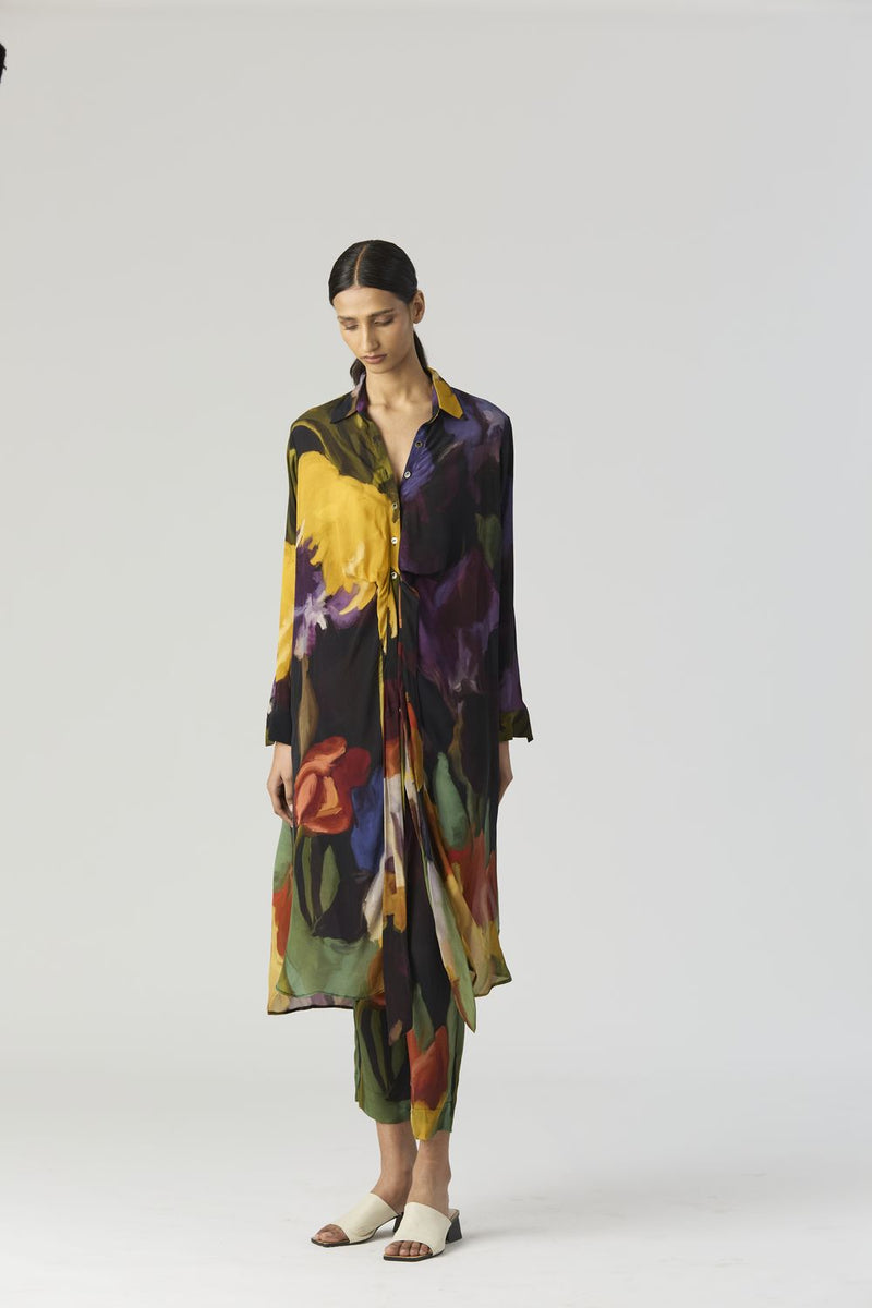 IVY WRAP KURTA SET by Yam in black color for women in Singapore