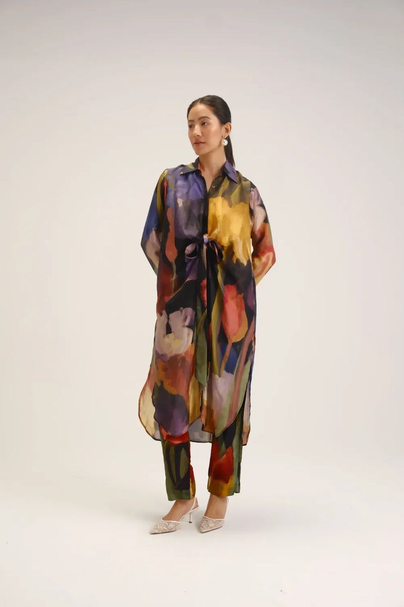 Ivy Wrap Silk Kurta Set silk light kurta set by YAM in multi-color for women in Singapore