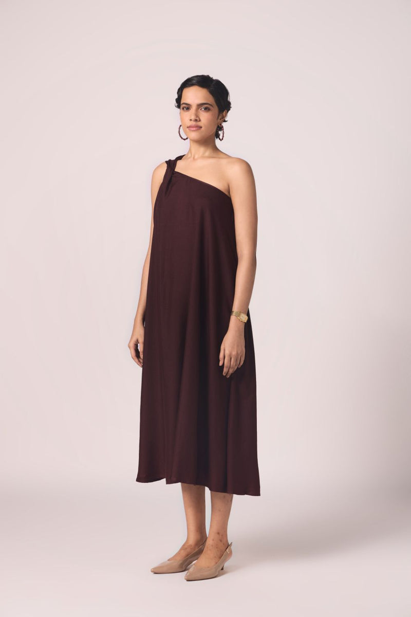 Izar Wine Silk One Shoulder Dress silk by The Summer House for women in Singapore