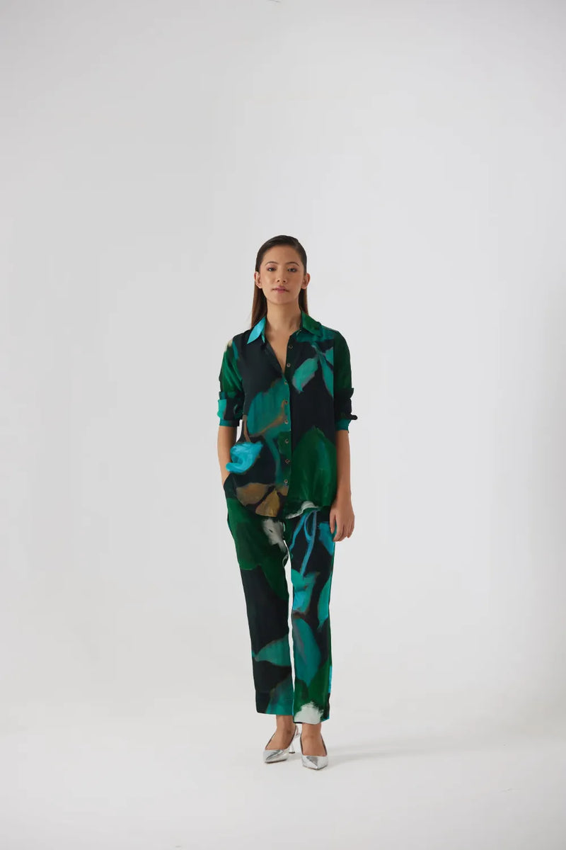 Jade Crepe Co-ord Set crepe co-ord set by YAM in blue for women in Singapore