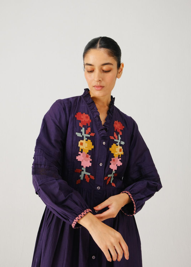 Jade dress-Ink pixel emb. silk by CORD for women in Singapore
