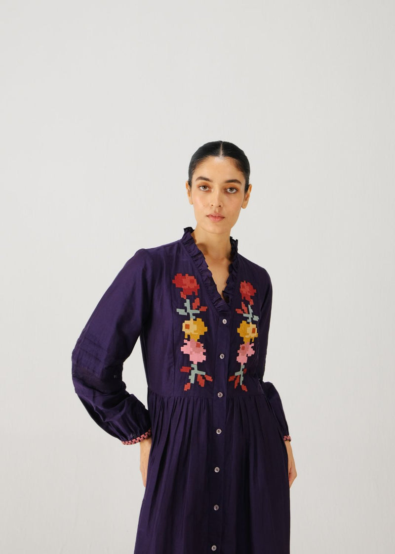 Jade dress-Ink pixel emb. silk by CORD for women in Singapore