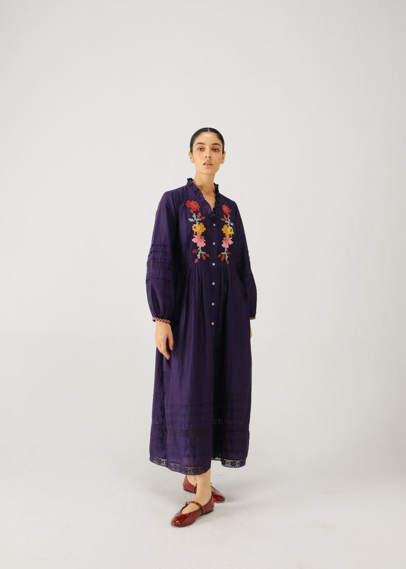 Jade dress-Ink pixel emb. silk by CORD for women in Singapore