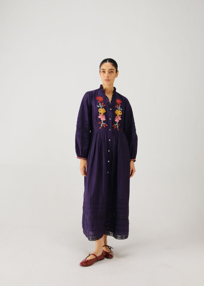 Jade dress-Ink pixel emb. silk by CORD for women in Singapore