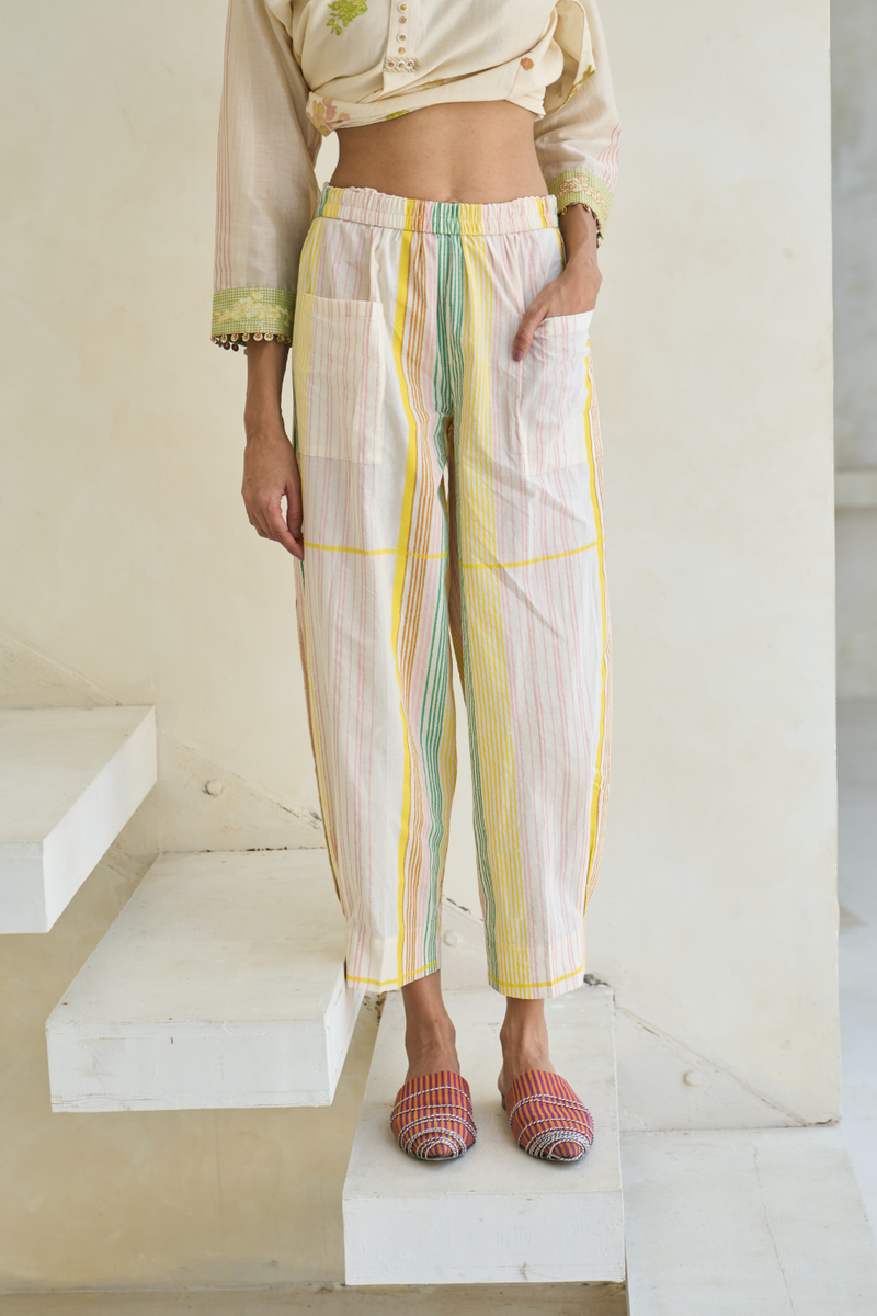 Jesey Pant cotton by SWATTI KAPOOR in white color for women in Singapore