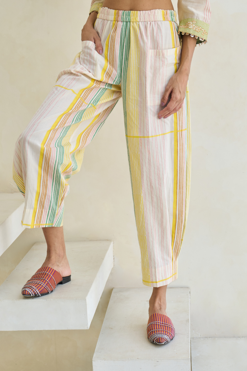 Jesey Pant cotton by SWATTI KAPOOR in white color for women in Singapore