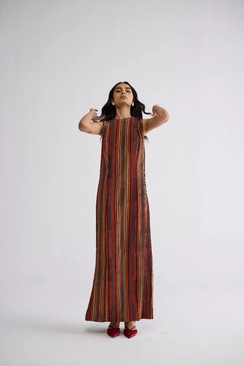 JILIAN CREPE PINTUCKS DRESS crepe dress by YAM in multicolor for women in Singapore