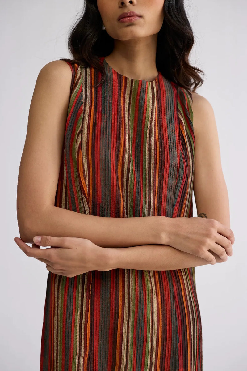JILIAN CREPE PINTUCKS DRESS crepe dress by YAM in multicolor for women in Singapore
