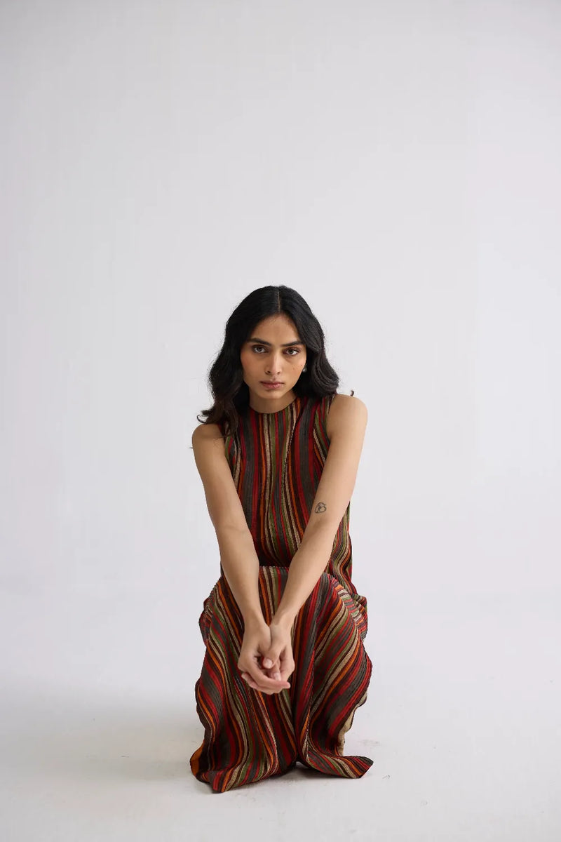 JILIAN CREPE PINTUCKS DRESS crepe dress by YAM in multicolor for women in Singapore