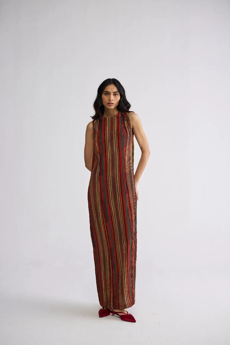 JILIAN CREPE PINTUCKS DRESS crepe dress by YAM in multicolor for women in Singapore