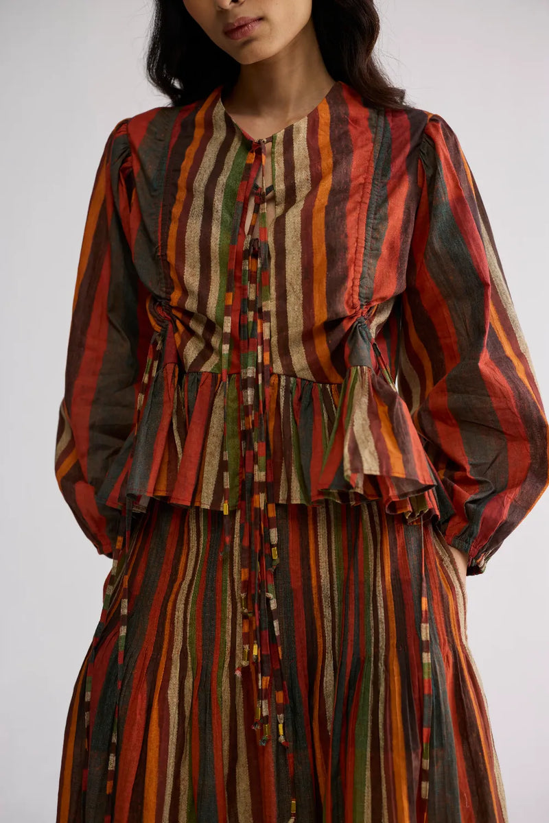 JILIAN TOP & PINTUCKS SKIRT SET cotton cambric co-ord set by YAM in multicolor for women in Singapore