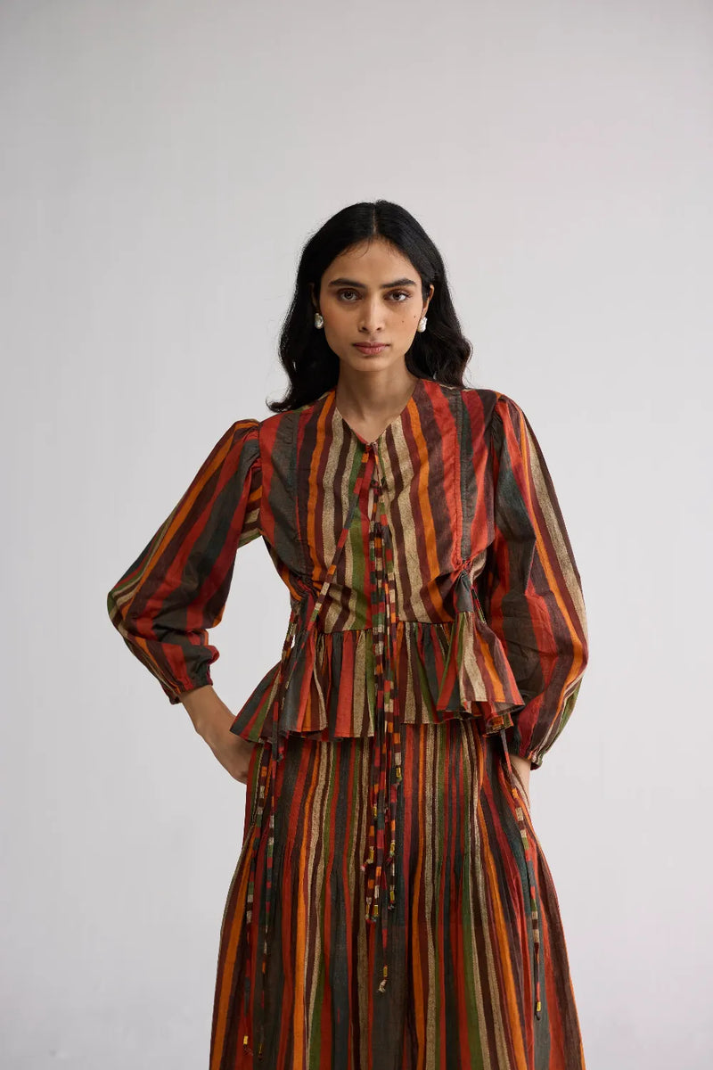 JILIAN TOP & PINTUCKS SKIRT SET cotton cambric co-ord set by YAM in multicolor for women in Singapore