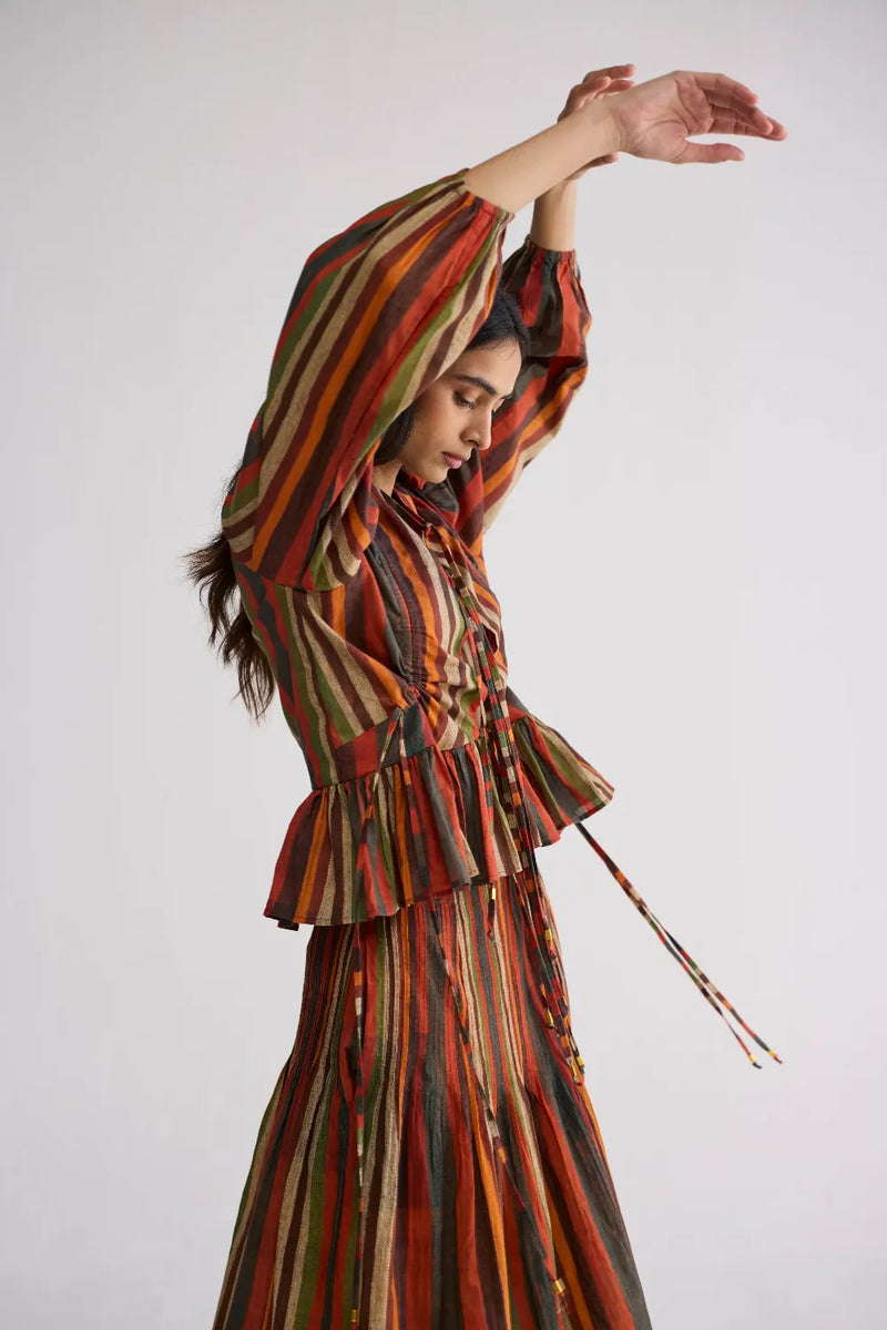 JILIAN TOP & PINTUCKS SKIRT SET cotton cambric co-ord set by YAM in multicolor for women in Singapore
