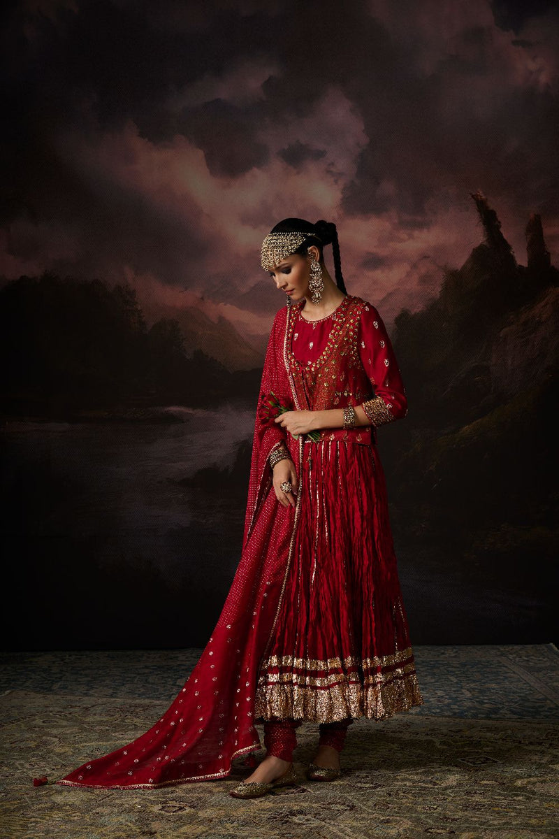 JILL CHURIDAR cotton by SWATTI KAPOOR in red color for women in Singapore