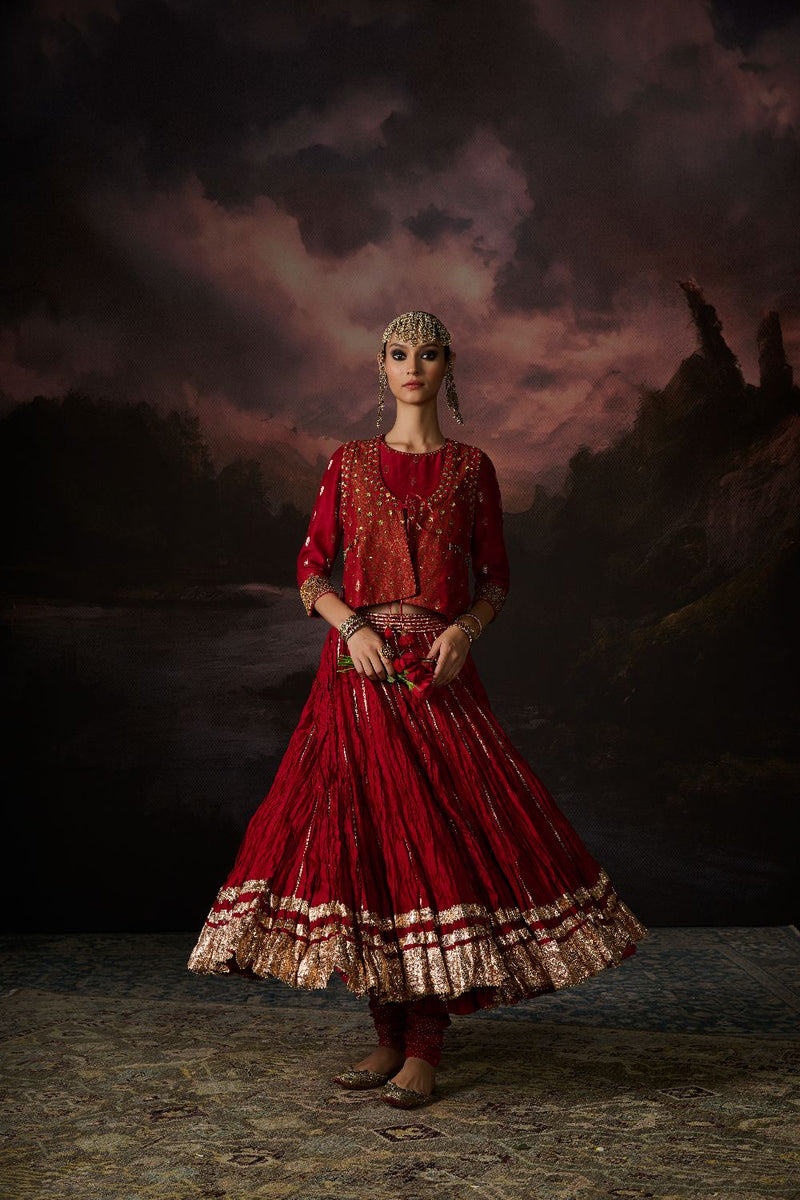 JILL CHURIDAR cotton by SWATTI KAPOOR in red color for women in Singapore