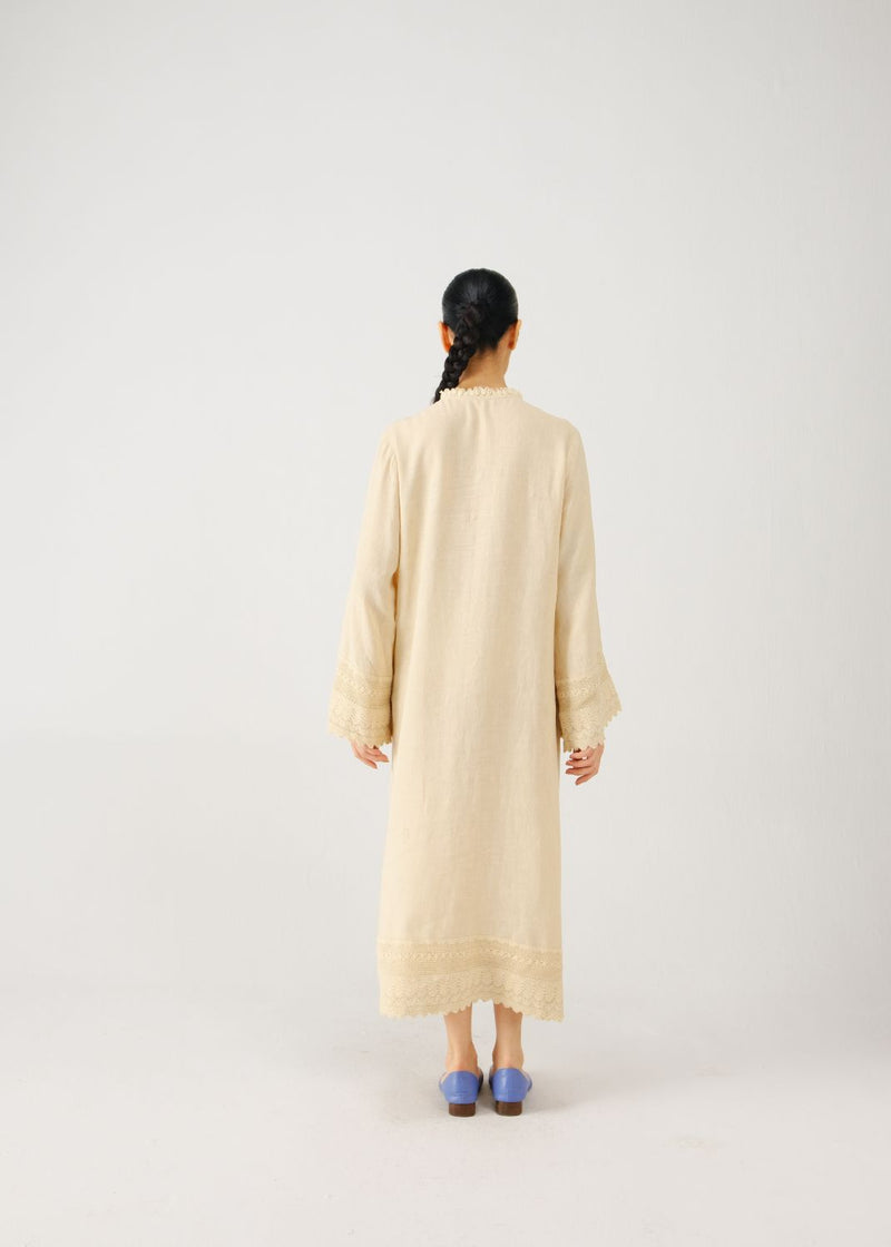 Jolene dress-Ivory Rose Embroidery linen by CORD for women in Singapore