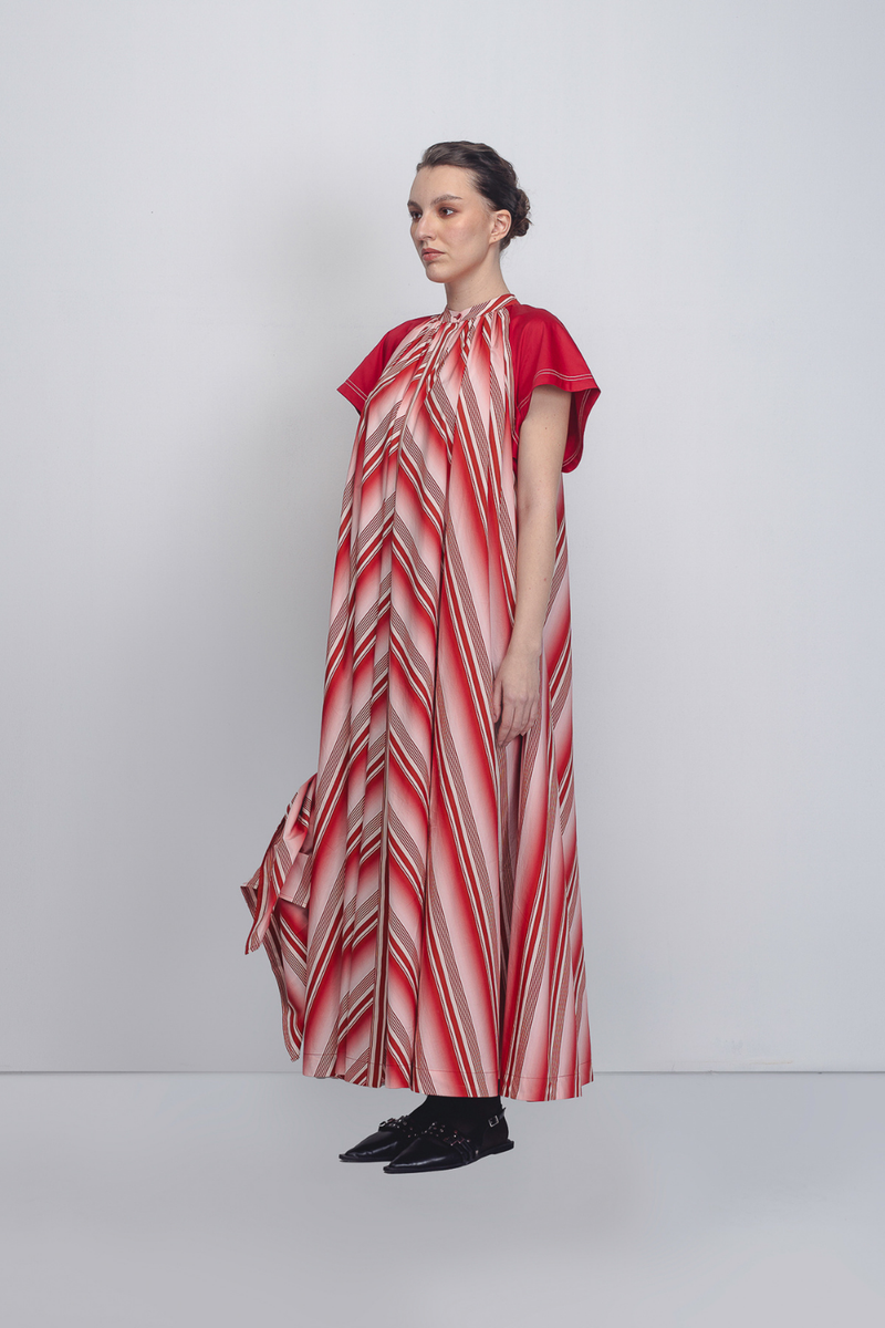 Julia Tent Dress - Red + White Stripes cotton Buy Julia Tent Dress - Red + White Stripes from C&W | Dresses for Women by Leh Studios in white color for women in Singapore