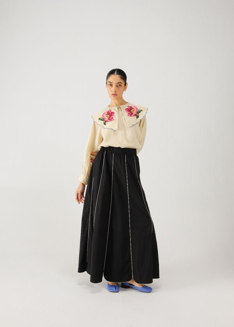 Julia top-Ivory rose emb. linen by CORD for women in Singapore