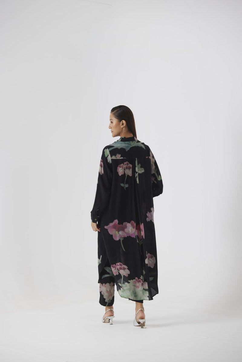 JULIET BLACK WRAP KURTA SET by Yam in black color for women in Singapore