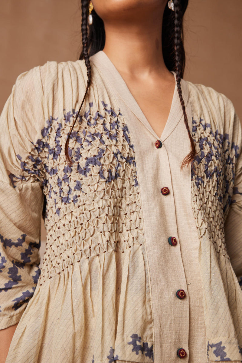 Jade top-Spiral print cotton by CORD for women in Singapore