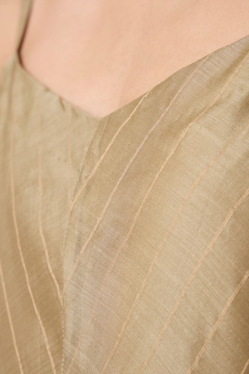 Jane Olive Handwoven Dress chanderi by The Summer House in olive color for women in Singapore