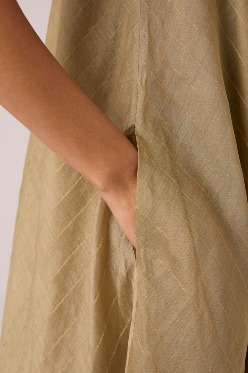 Jane Olive Handwoven Dress chanderi by The Summer House in olive color for women in Singapore