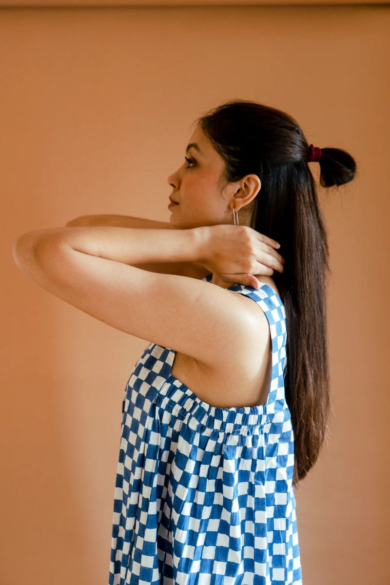 Jasmine Dress poplin by Homegrown by Alterego in blue color for women in Singapore