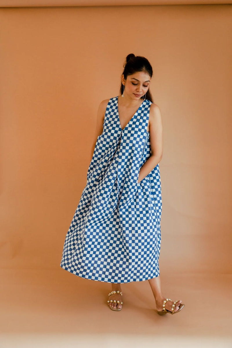 Jasmine Dress poplin by Homegrown by Alterego in blue color for women in Singapore