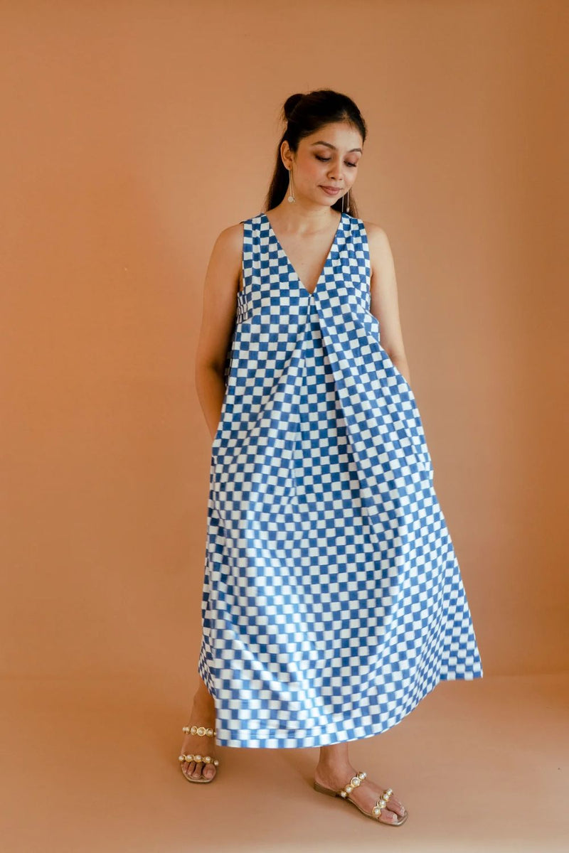 Jasmine Dress poplin by Homegrown by Alterego in blue color for women in Singapore