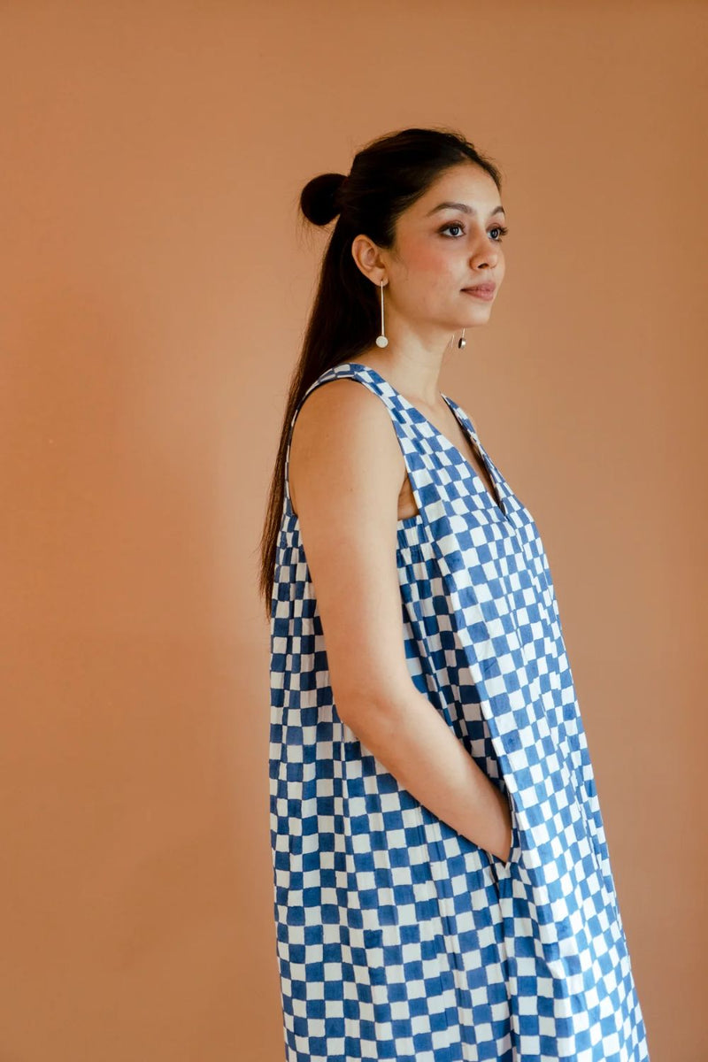 Jasmine Dress poplin by Homegrown by Alterego in blue color for women in Singapore