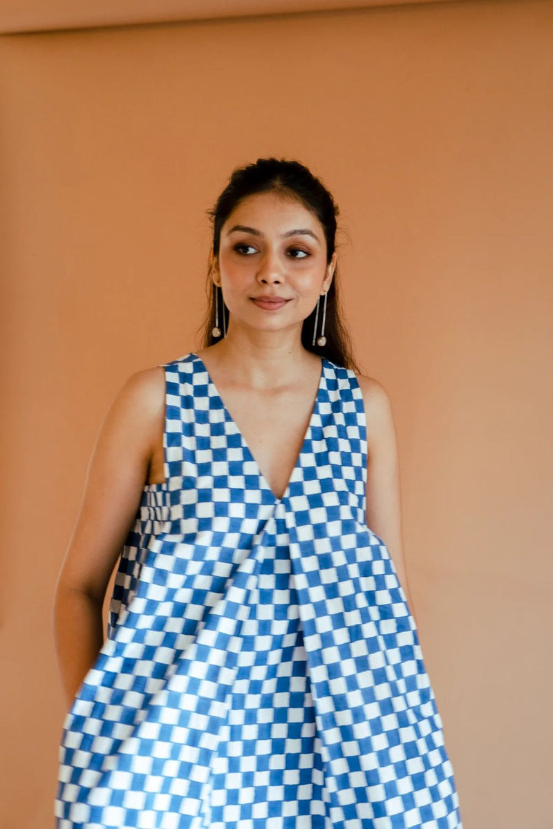 Jasmine Dress poplin by Homegrown by Alterego in blue color for women in Singapore
