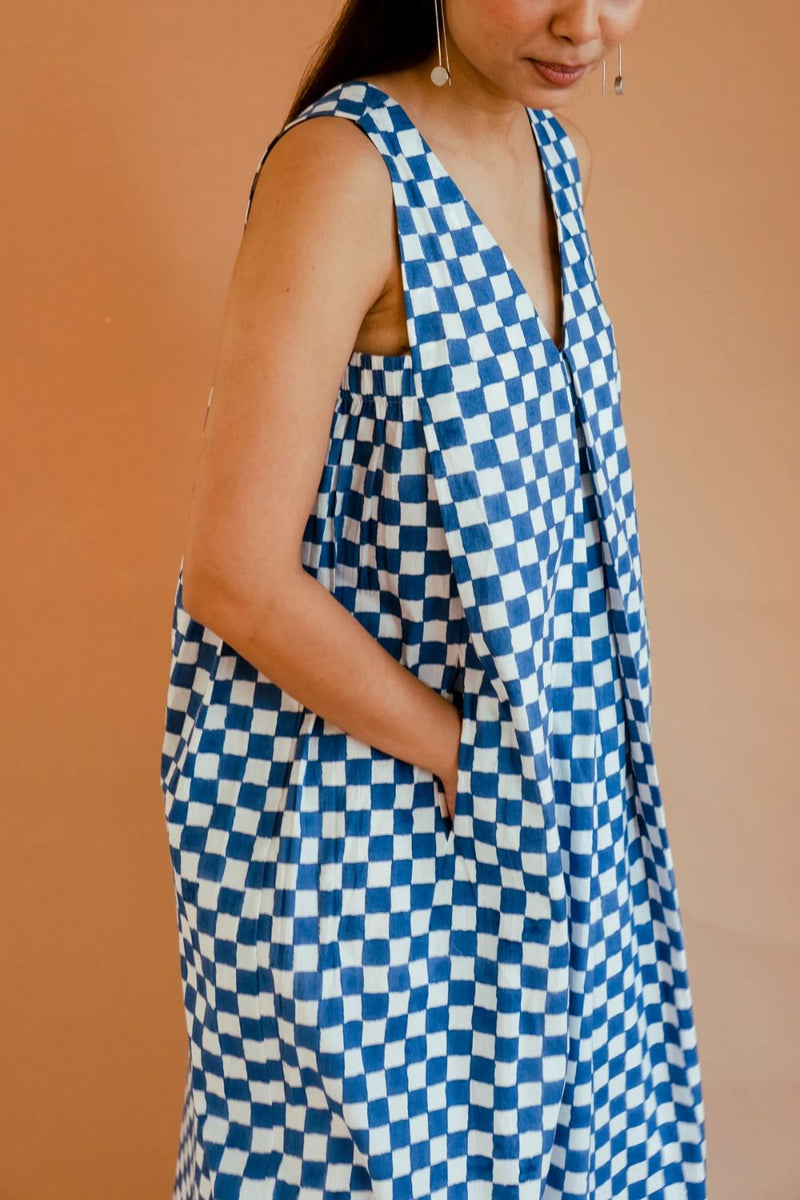 Jasmine Dress poplin by Homegrown by Alterego in blue color for women in Singapore