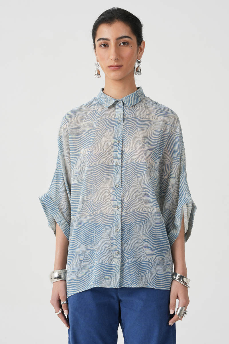 Jay Hand Printed Blue Shirt