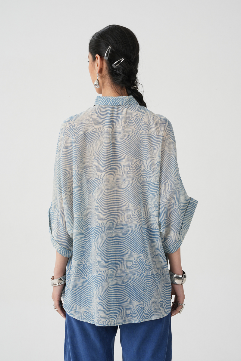 Jay Hand Printed Blue Shirt